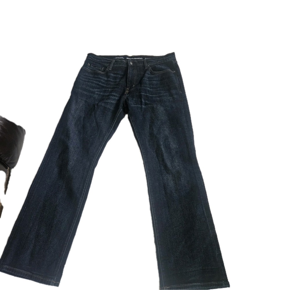 Amazon Essentials Bootcut Straight Jeans Mens 36x32 Blue Dark Wash Denim